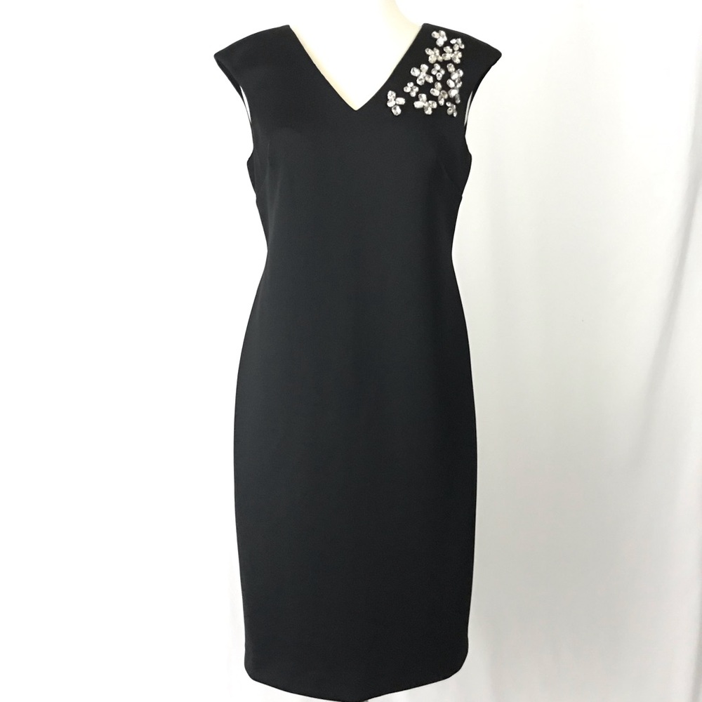Calvin Klein Black Rhinestone Dress Sz 8